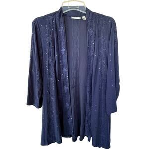 Susan Graver Liquid Knit Open sequin Cardigan size XL